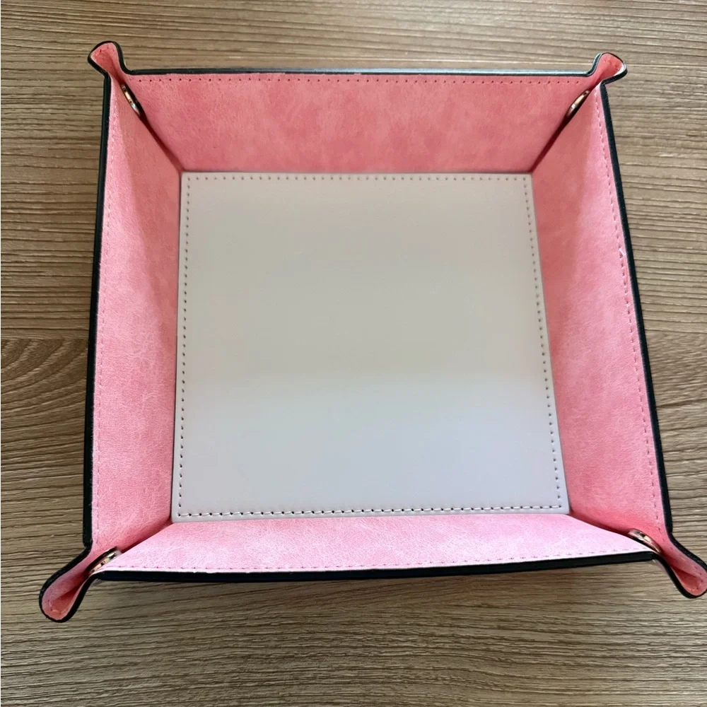 HANDMADE FASHION Foldable PU Leather Accessory Tray With Snap Closure